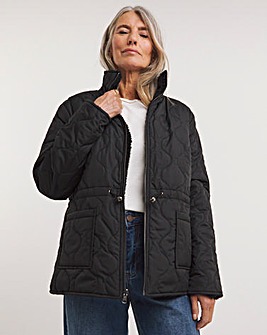 Black Reversible Borg Quilted Jacket