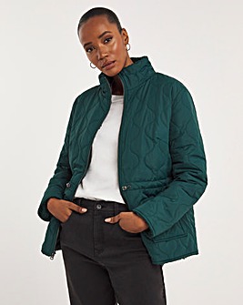 Teal Reversible Borg Quilted Jacket