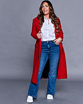 Red Double Breasted Relaxed Coat