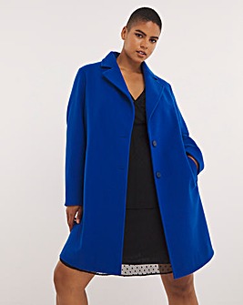Bright Blue Short Faux Wool Coat