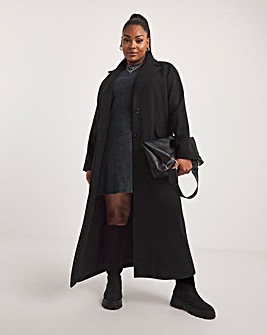Black Faux Wool Maxi Coat