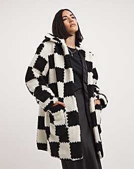 Mono Checkerboard Teddy Coat