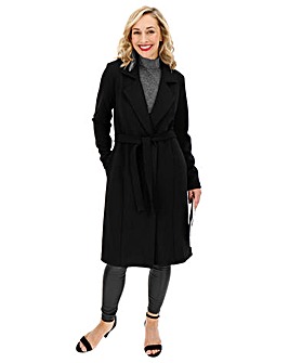 Black Lightweight Crepe Belted Duster Jacket