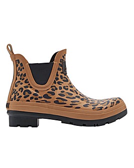 Joules Tan Leopard Short Wellie Boots Standard D Fit