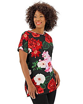 Black Floral Longer Length Boxy Top