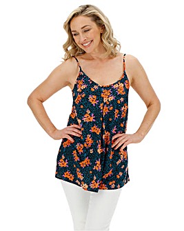 Green/Orange Floral Woven Strappy Cami