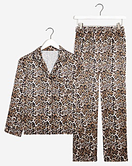Figleaves Curve Leopard Satin Print Pyjamas