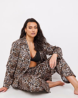 Figleaves Curve Leopard Satin Print Pyjamas