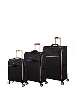 IT Luggage Divinity Black 3pc Expandable Suitcase Set with TSA Lock
