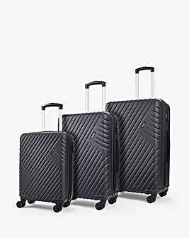 Rock Santiago 3pc Suitcase Set - Black