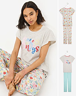 Pretty Secrets Value Fluted Short Sleeve 2 Pack Pyjama Sets