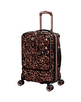 IT Luggage Indulging Leopard Print Cabin with Front Panel Pocket Suitcase