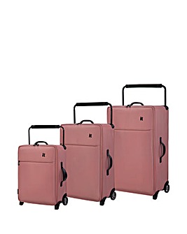 IT Luggage Vitalize Pink Brown 3pc Suitcase Set