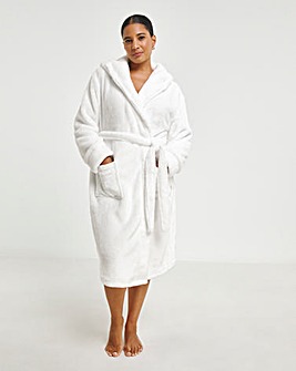 Chelsea Peers Fluffy Fleece Hooded Dressing Gown White