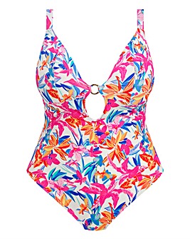 Elomi Savaneta Non Wired Plunge Swimsuit White