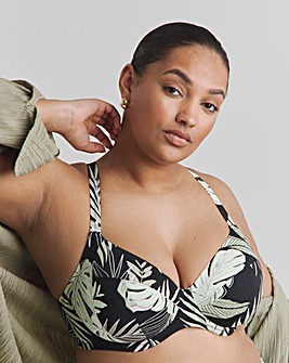 Elomi Tropical Retreat Plunge Wired Bikini Top Black