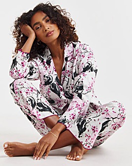 Cyberjammies Penelope Panda Print Woven Pyjama Set White Mix