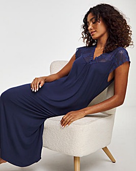 Cyberjammies Jersey Lace Detail Nightdress Navy