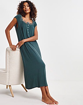 Cyberjammies Lace Detail Jersey Nightdress Dark Green