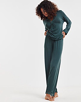 Cyberjammies Ann Lace Detail Jersey Pyjama Set Dark Green