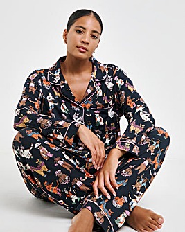 Chelsea Peers Jersey Disco Cats Print Pyjama Set