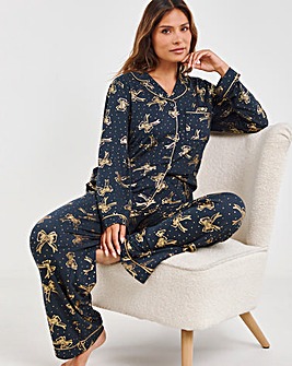 Chelsea Peers Jersey Foil Print Christmas Bow Pyjama Set