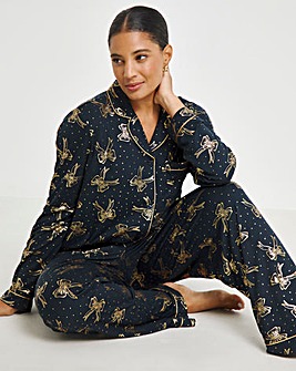 Chelsea Peers Jersey Foil Print Christmas Bow Pyjama Set