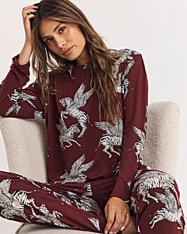 Chelsea Peers Jersey Flying Zebra Print Crew Pyjama Set