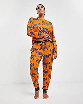 Chelsea Peers Jersey Zebra Print Crew Pyjama Set