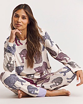 Chelsea Peers Jersey Leopard Print Crew Pyjama Set