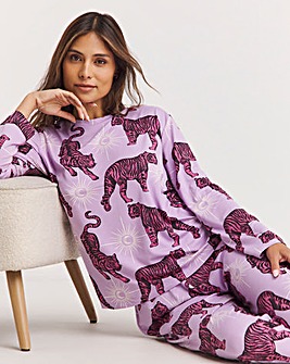 Chelsea Peers Jersey Tiger Print Crew Pyjama Set