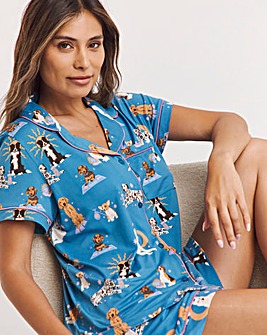 Chelsea Peers Jersey Mystic Dogs Print Short Pyjama Set