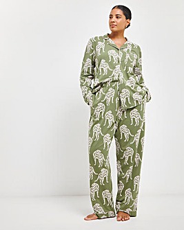 Chelsea Peers Surrealist Animal Stripe Print Organic Cotton Long Pyjama Set