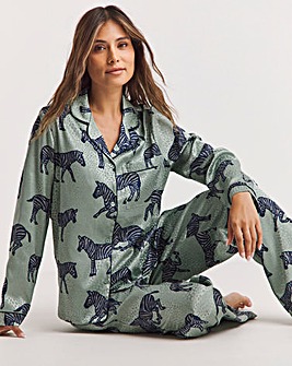 Chelsea Peers Woven Jacquard Satin Zebra Print Pyjama Set