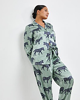 Chelsea Peers Woven Jacquard Satin Zebra Print Pyjama Set