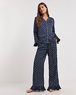 Chelsea Peers Woven Satin Polka Dot Print Pyjama Set