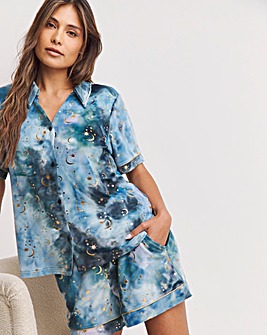 Chelsea Peers Velour Moon and Stars Print Short Pyjama Set