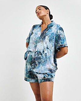 Chelsea Peers Velour Moon and Stars Print Short Pyjama Set