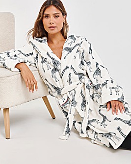 Chelsea Peers Giraffe Print Fleece Hooded Gown