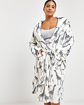 Chelsea Peers Giraffe Print Fleece Hooded Gown