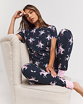 Chelsea Peers Jersey Space Unicorn Short Sleeve Crew Pyjama Set