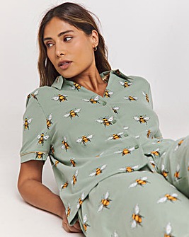 Chelsea Peers Organic Cotton Green Bee Pyjama Set