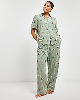 Chelsea Peers Organic Cotton Green Bee Pyjama Set