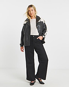 Black Colourblock Oversized Biker