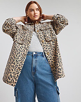 Leopard Print Cargo Utility Jacket