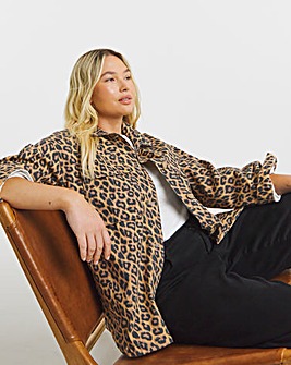 Leopard Print Cargo Utility Jacket
