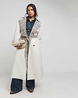 Cream Checked Mix Trench