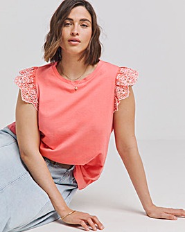 Coral Broderie Sleeve Vest