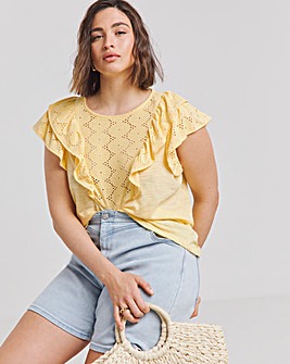 Pale Yellow Broderie Yoke Top