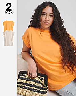 White & Orange 2 Pack Boyfriend T-Shirt